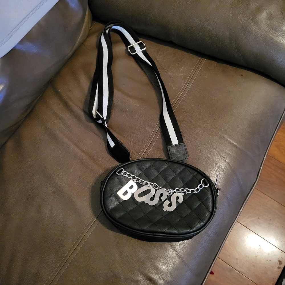 😎Boss Black Quilted Crossbody Bag